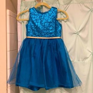 Girls blue sequin and tulle dress